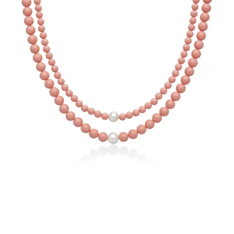 Collana Miluna Doppio Filo Perle Corallo Rosa PCL6787