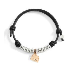 Bracciale Cordino Dodo Lettera Oro Rosa 9kt Rondelle