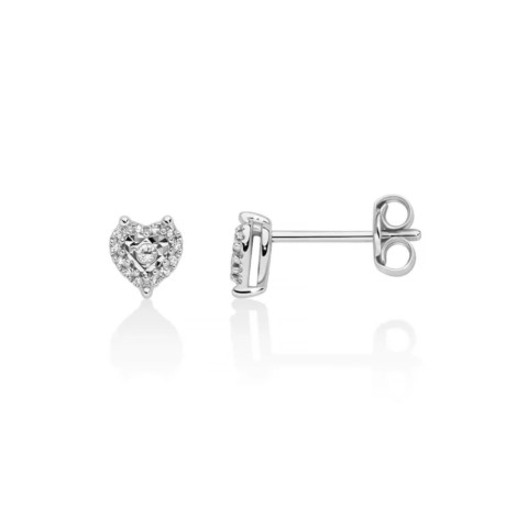 Orecchini Miluna Cuore Oro Bianco 9kt Diamanti 0,06 ERD3303X