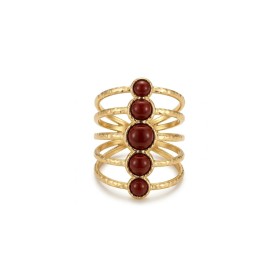 Anello Multifilo Diaspro Rosso Dorato