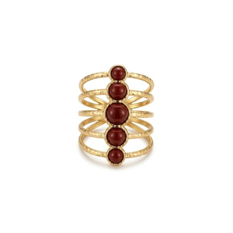 Anello Multifilo Diaspro Rosso Dorato