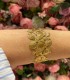 Bracciale Rigido Bangle Aperto Fiori Acciaio Dorato
