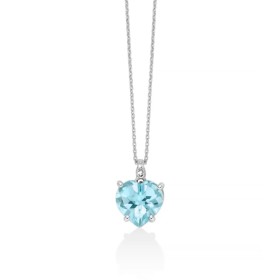 Collana Miluna Cuore Gemma Del Cielo E Diamanti Oro Bianco 9kt CLD4694X