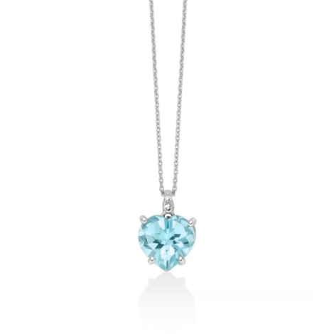 Collana Miluna Cuore Gemma Del Cielo E Diamanti Oro Bianco 9kt CLD4694X