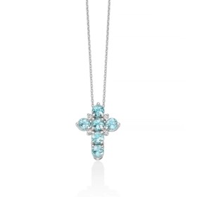 Collana Miluna Croce Gemma Del Cielo E Diamanti Oro Bianco 9kt CLD5211X