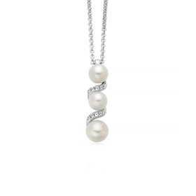 Collana Miluna Eclissi Pendente Argento Perla E Topazi PCL6761