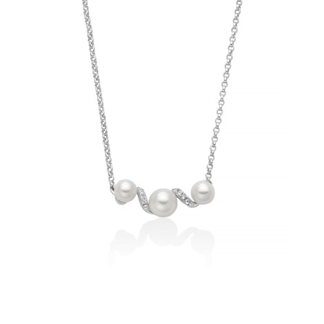 Collana Miluna Eclissi Centrale Tre Perle E Topazi Argento PCL6877