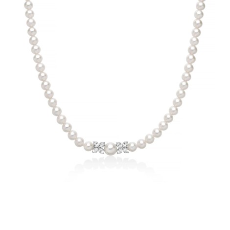 Collana Miluna Anastasia Filo Di Perle Topazi E Argento PCL6896