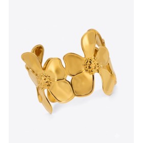 Bracciale Rigido Bangle Fiori Grandi Dorato
