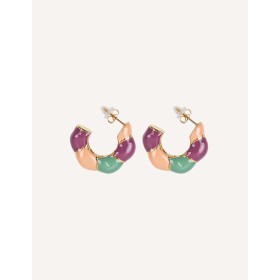 Orecchini A Cerchio Multicolor Acciaio Dorato