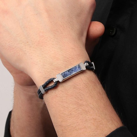 Bracciale Uomo Morellato Lux Blu Pelle SASV04