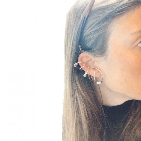 Orecchino Donna Ear Cuff Raggi Argento 925 Rosato Cerchi