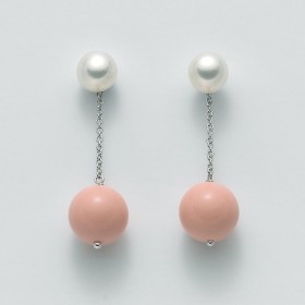 Orecchini Donna Miluna Pendenti Perle Corallo Rosa PER2067