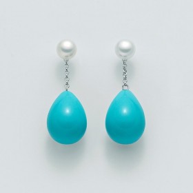 Orecchini Donna Miluna Pendenti Perle e Goccia Turchese PER2248