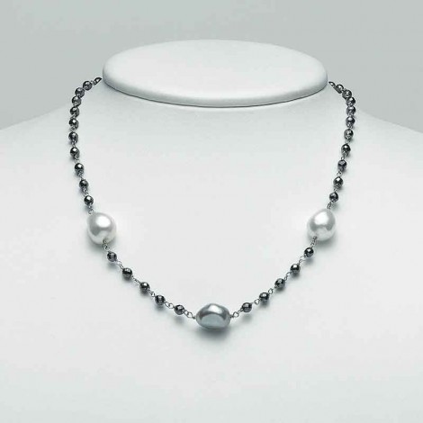 Collana Miluna Argento Ematite Perle PCL5705