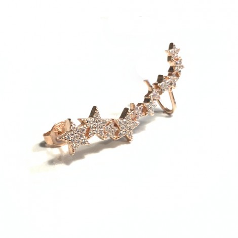 Orecchino Donna Mono-Ear Cuff Raggi Stelle Argento 925 Rosato