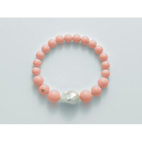 Bracciale Donna Miluna in Corallo Rosa, Perla Bianca e Dettaglio Oro PBR2391