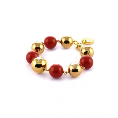 Bracciale Unoaerre Bronzo Sfere Gold/Red EXB421/4