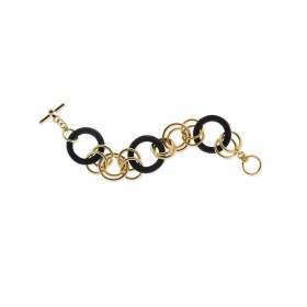 Bracciale Unoaerre Dischi Neri Gold EXB429/5