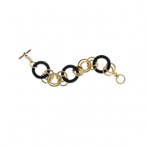 Bracciale Unoaerre Dischi Neri Gold EXB429/5