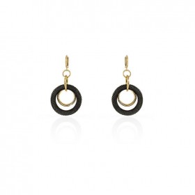 Orecchini Pendenti Unoaerre Bronzo Cerchi Neri Bronzo EXO407/1