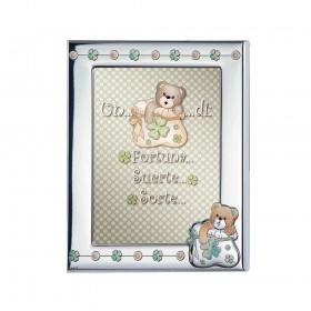 Cornice Argento Fortuna con Orsetto 13x18 cm