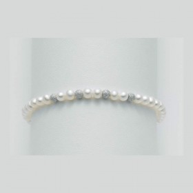 Bracciale Donna Miluna Perle Oro Bianco e Quattro Sfere Satinate PBR895