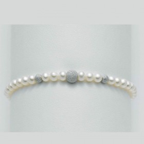 Bracciale Donna Miluna Perle Oro Bianco e Tre Sfere Satinate PBR894