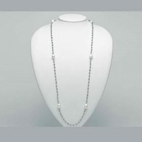 Collana Miluna Argento Ematite 6 Perle Barocche PCL5662