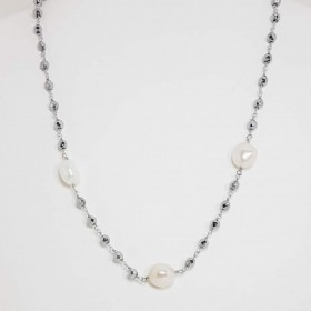 Collana Miluna Argento Ematite Perle Barocche PCL5704