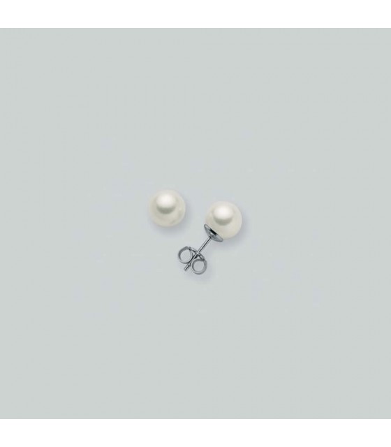 Orecchini a goccia in oro bianco 18 carati 27mm. perle coltivate [AB8925