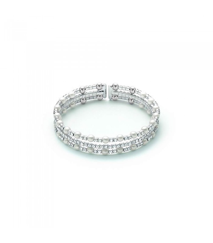Bracciale Donna Kiara Tre Fili con Pietre e Perle BR694B Bracciale Donna Kiara Tre Fili con Pietre e Perle BR694B