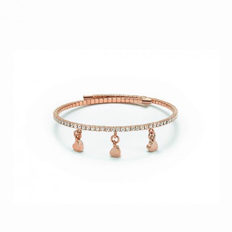 Bracciale Donna con Cuori Pendenti Rosato Kiara Design KBRD1439R