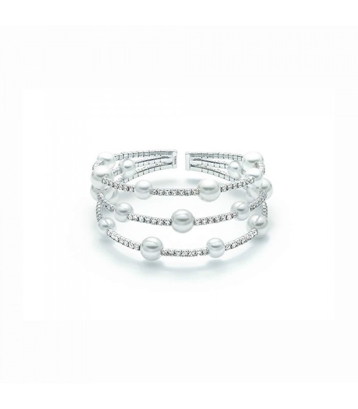 Bracciale Donna Kiara Tre Fili con Pietre e Perle BR727B Bracciale Donna Kiara Tre Fili con Pietre e Perle BR727B