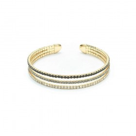 Bracciale Donna Dorato 3 Fili Bianco Grigio Nero Kiara Basik KBRD1272G