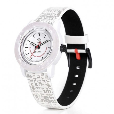 Orologio Smile Solar Gomma Bianco Ecopelle Fantasia RP25J001Y