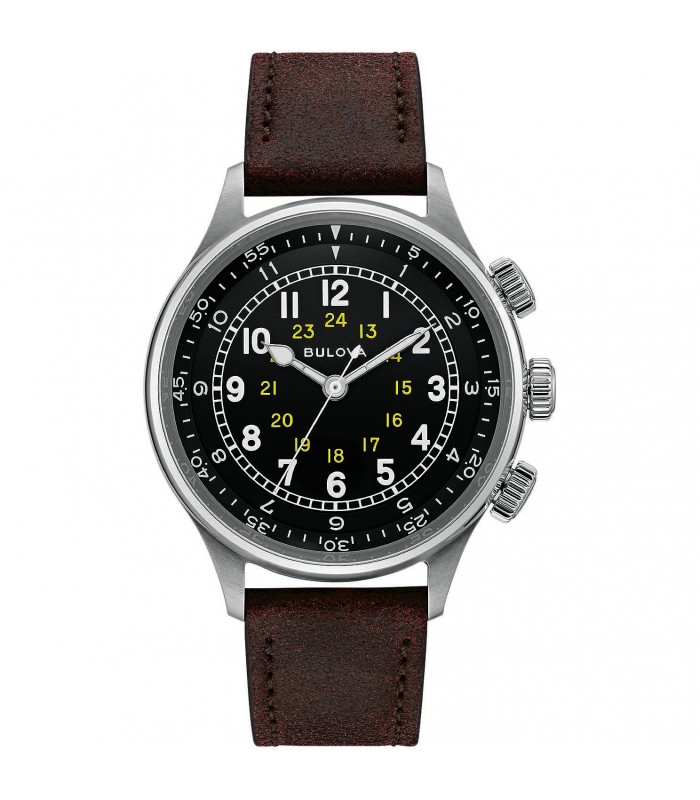Orologio Uomo Bulova Pilot Marrone Nero 96A245 Orologio Uomo Bulova Pilot Marrone Nero 96A245