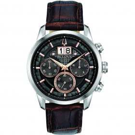 Orologio Uomo Bulova Sutton Nero Pelle 96B311