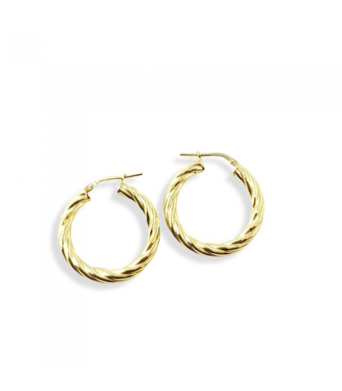 Orecchini a Cerchio Spessi 4mm a Tortiglione Raggi Argento 925 Dorato RA/05018 Orecchini a Cerchio Spessi 4mm a Tortiglione Raggi Argento 925 Dorato RA/05018